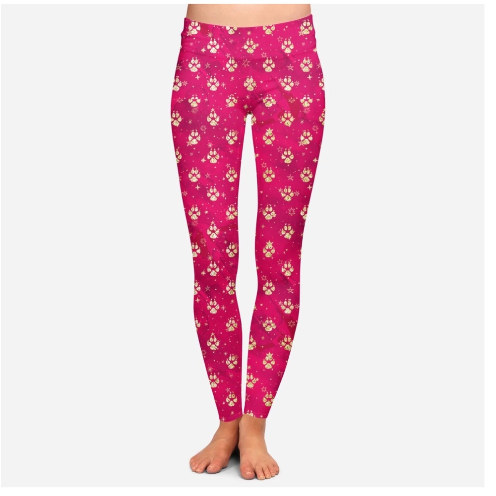 SALE! Red Christmas Dog Paws Holiday Leggings Soft - Picture 2 of 5